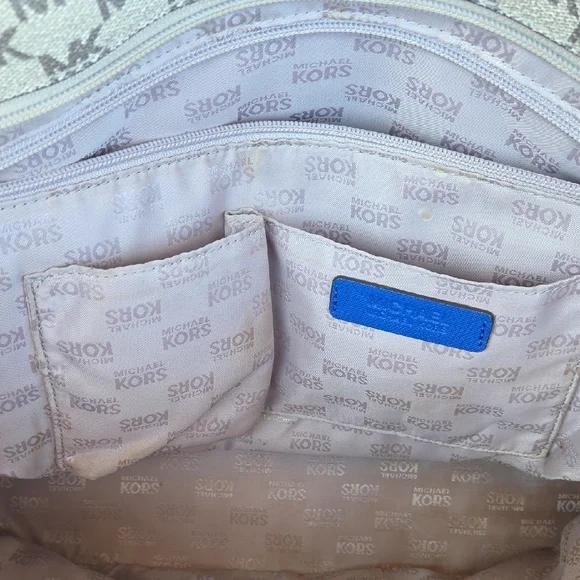 Michael Kors Signature Tote in Blue and Tan - Picture 9 of 16